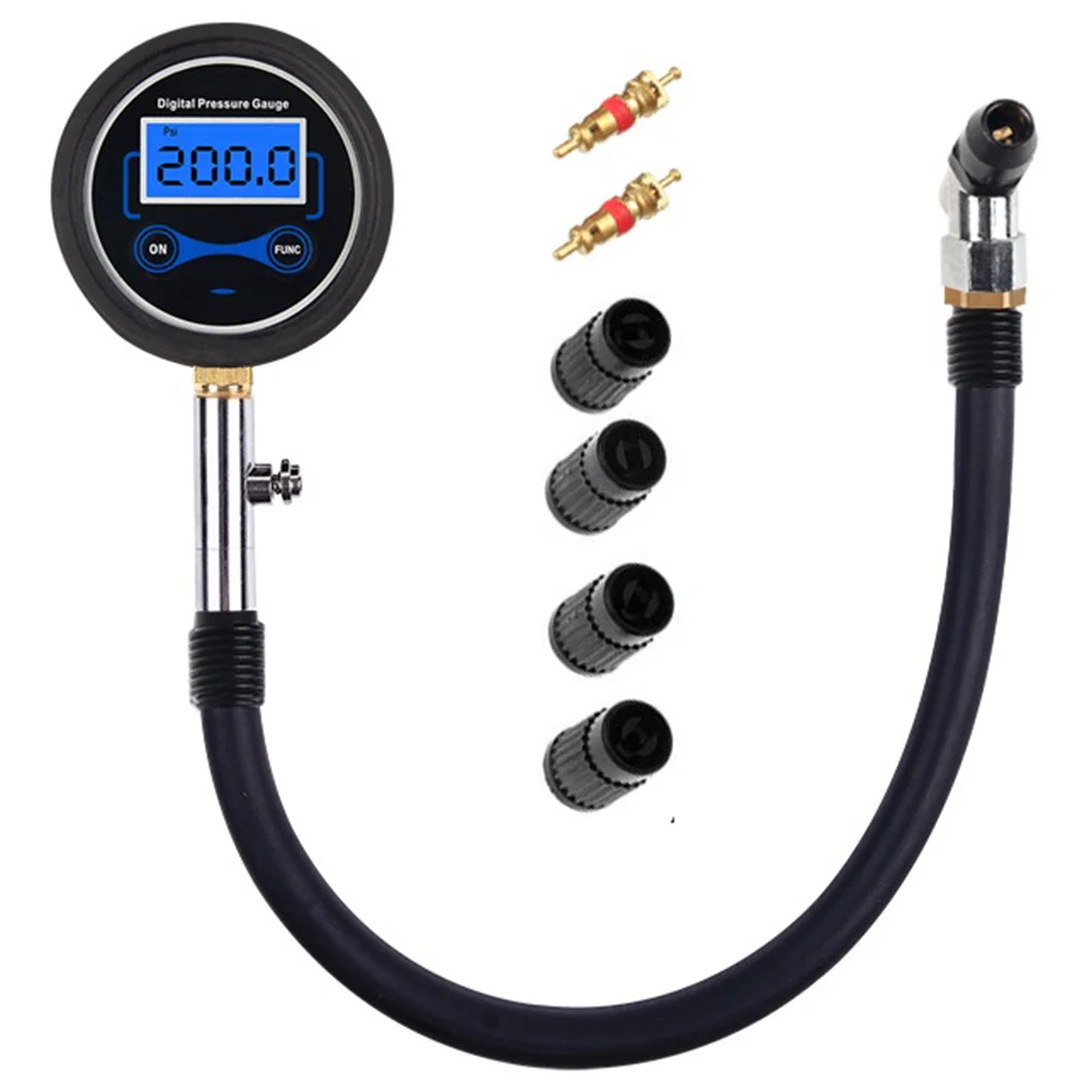 200PSI Tire Air Pressure Inflator Gauge LED Digital LCD Display Backlight  Vehicle Tester Inflation Monitoring Manometer
