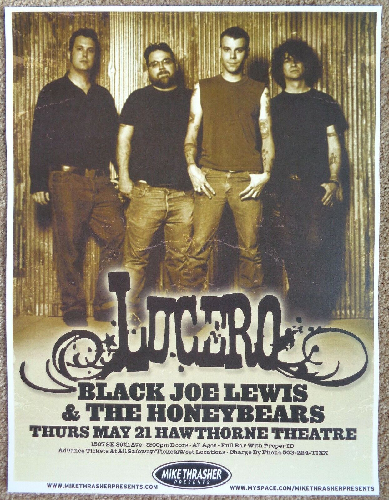 LUCERO 2009 Gig POSTER Portland Oregon Concert Ben Nichols