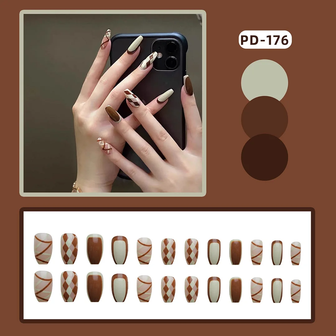 24PCS Rose Pink Color Changing Fake Nails Art Tips Press On False Detachable Full Cover Artificial Nail Art DIY Manicure No Glue-Nail Inspo