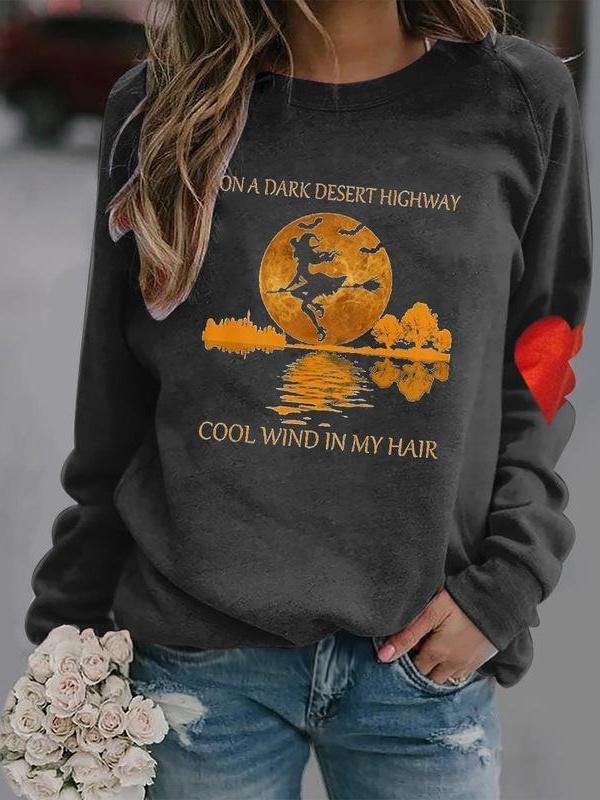 Women's Long Sleeves Round Neck Graphic Printed Top
