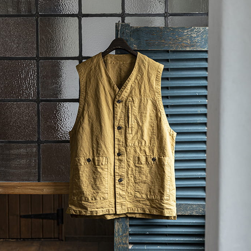 Men's Vintage Washed Cotton Utility Vest