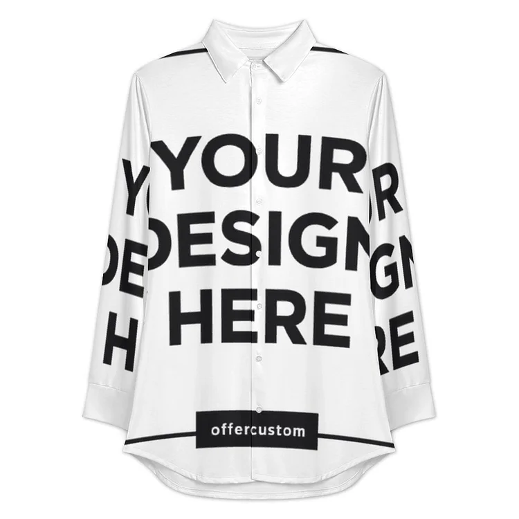 Single Image Personalized Women's Long Sleeved Circular Dress with Shirt Collar Full Print