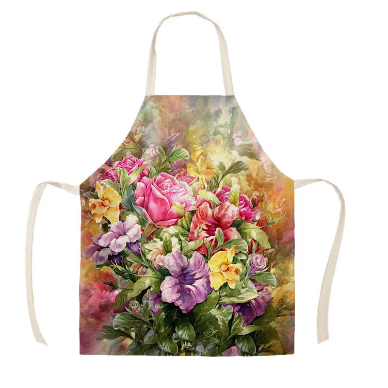 Linen Kitchen Apron - Floral Plant letclo pha