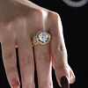 14K Yellow Gold 3ct Old European Cut Lab Diamond Millegrain Bezel Vintage Engraved Ring - Art Deco Style