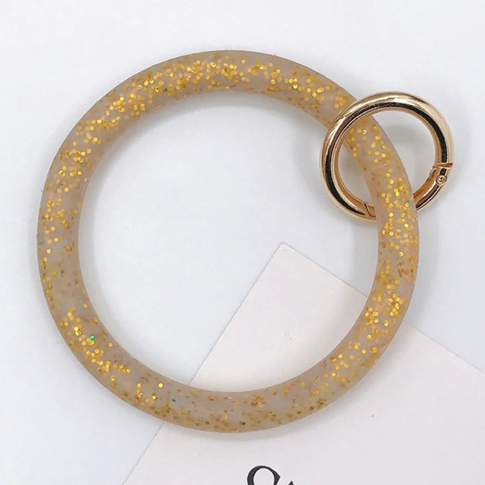 Dvacaman Hot Sale Big O Shaped Silicone Loop Wrist Key Ring Keychain with Gold O Clasp Round Key Wrist Strap Accessory Wholesale