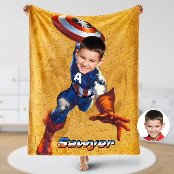 Custom Hero Boy Blankets Personalized Face & Name Fighting Hero Blanket Gifts For Boys artswardrobe