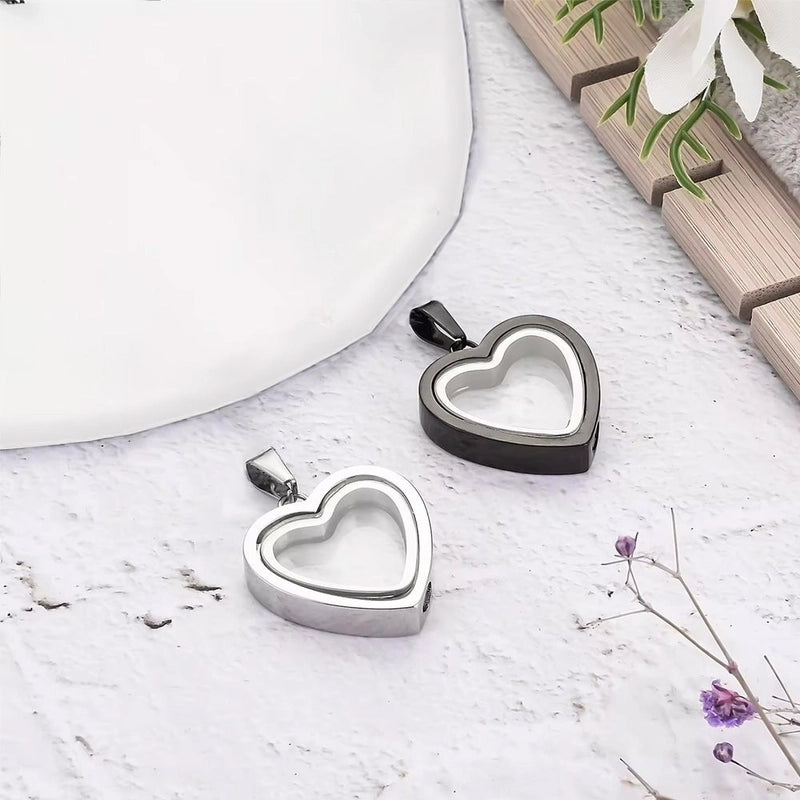 Minimalist Heart Shape 304 Stainless Steel Glass Locket Necklace