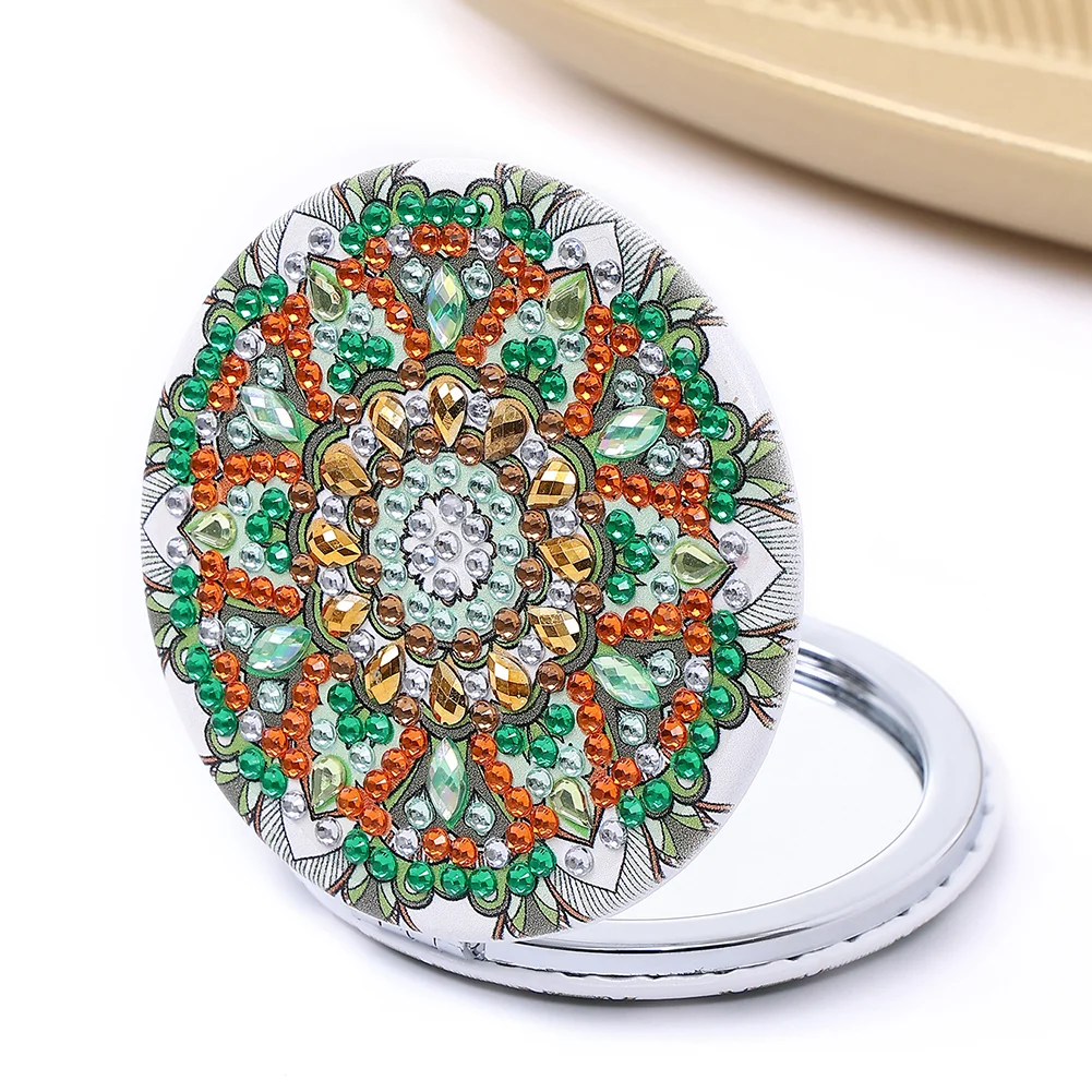 DIY Diamond Painting Makeup Mirror Mandala Pattern Portable Pocket Mirror