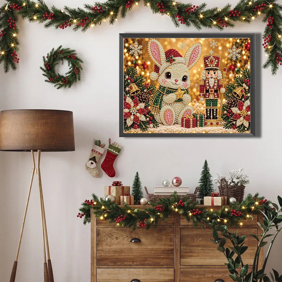 Pearl Painting Kit for Adults Christmas Rabbit 15.75x11.81in