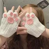 Girls Gift Idea Hand Woven Half Fingers Cat Paws Wool Gloves