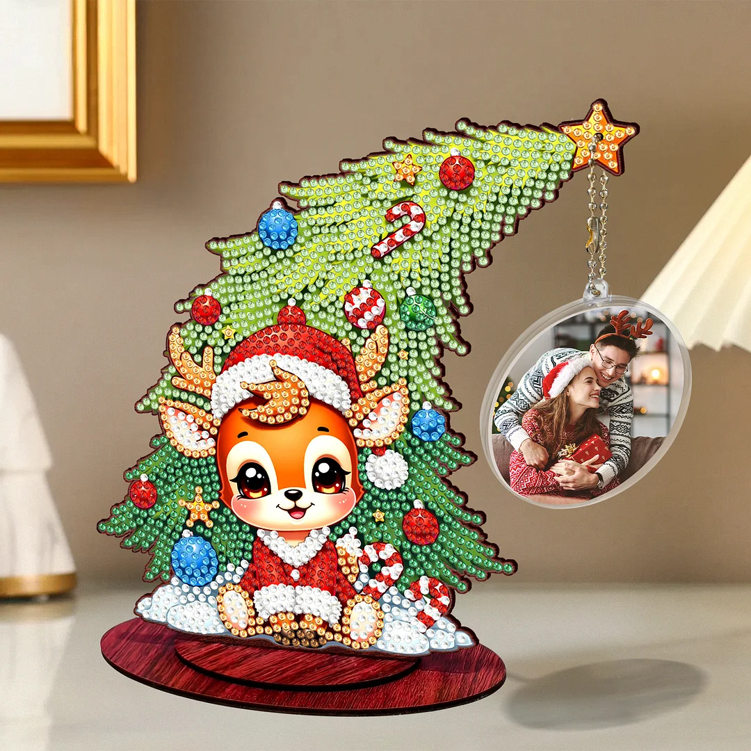 Photo Christmas Tree 5D DIY Diamond Art Tabletop Wood Decorations Ornament Kits