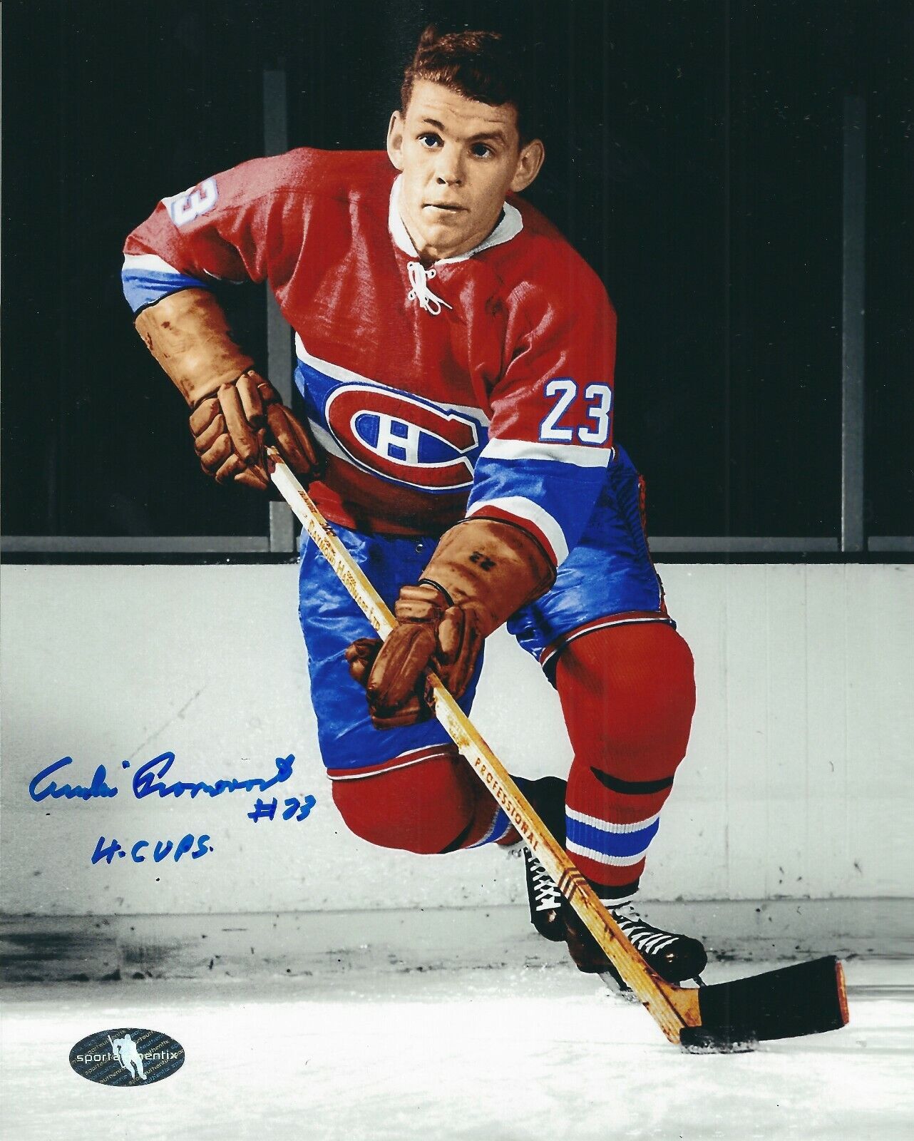 Signed 8x10 ANDRE PRONOVOST 4 Cups