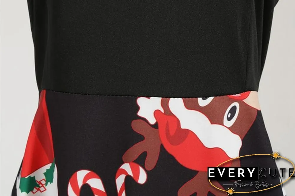 Christmas Prom Dress-Bow Style Santa Claus Print Swing`