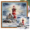 Winter Snowflake Lighthouse - 11CT Stamped Cross Stitch 40*40cm/15.75*15.75in