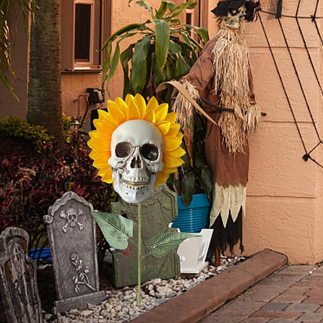 Halloween DIY Sunflower Skull Decor