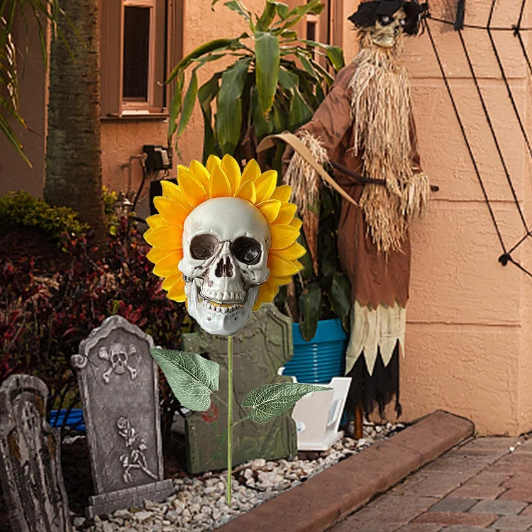 Halloween DIY Sunflower Skull Decor