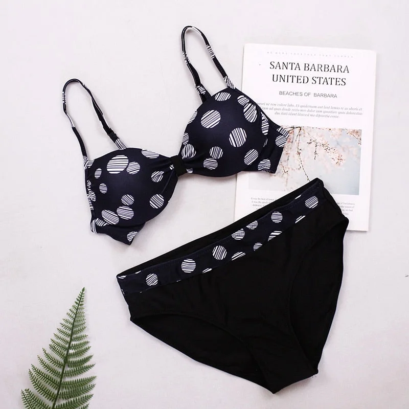 Low Waist Bikini Set 2020 New Sexy Dot Printed Swimsuit Women Push Up Bathing Suits Beachwear Swimwear Biquini Female