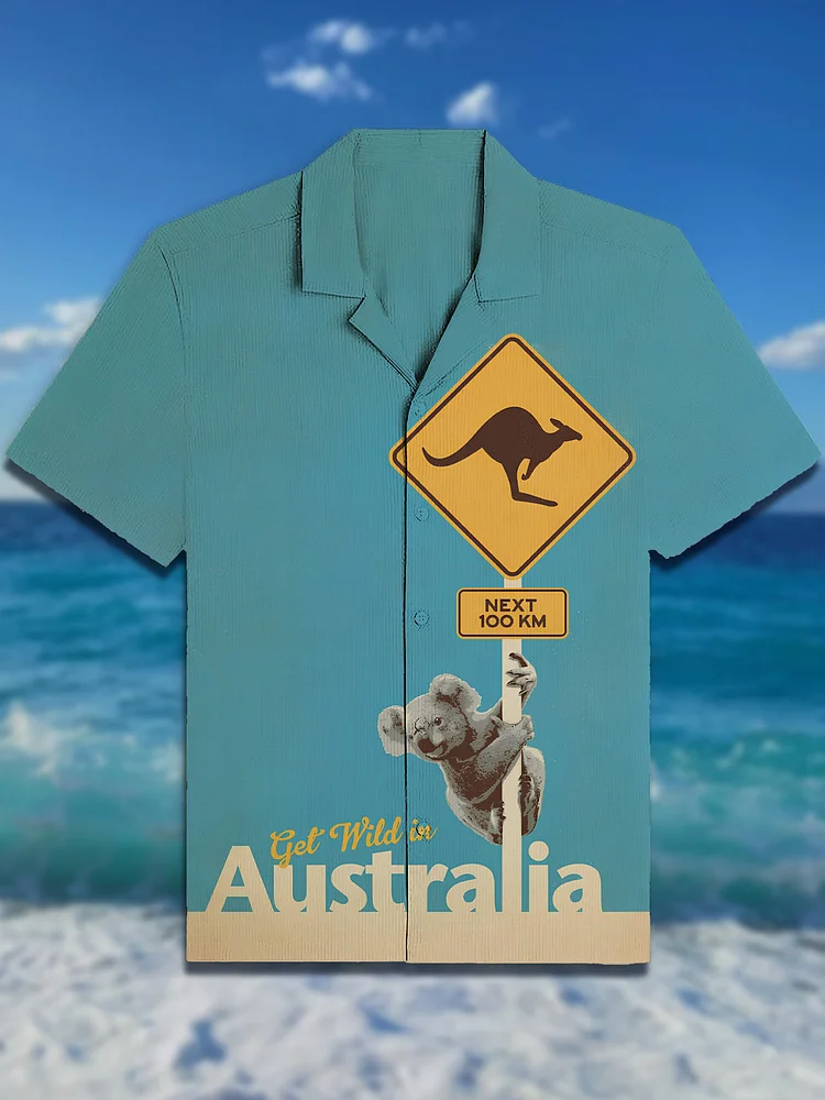 Men's Get Wild in Australia Print Short Sleeve Shirt