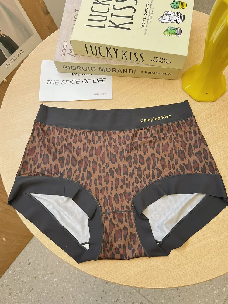 Sexy Leopard Print Seamless Ice Silk Panties