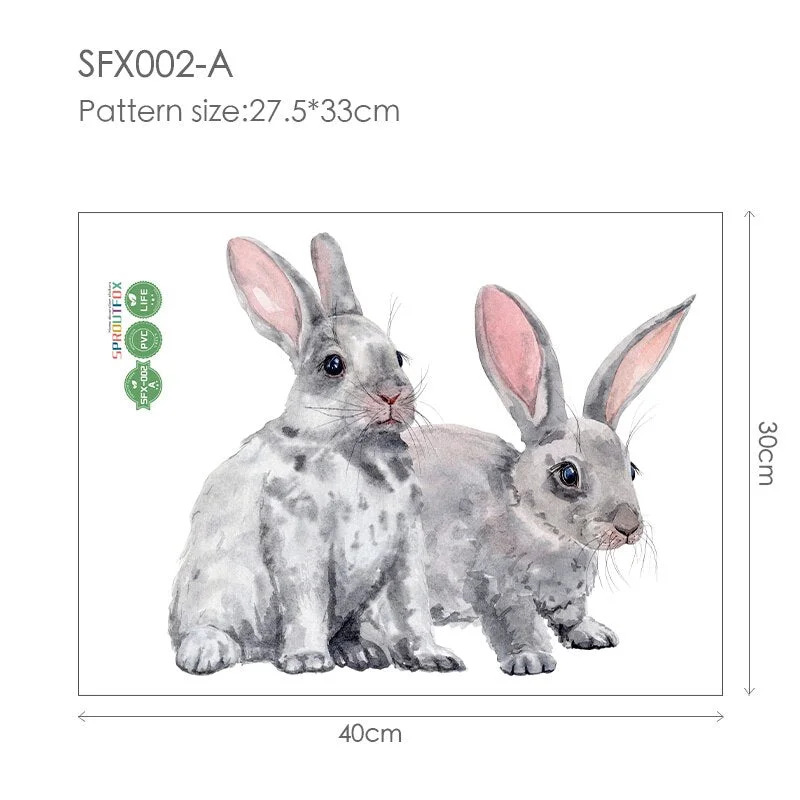 30*40cm Wall Stickers Home Decor Living Room Two Cute Rabbits Removable Home Living Room Decoration Mural Bunny Stickers