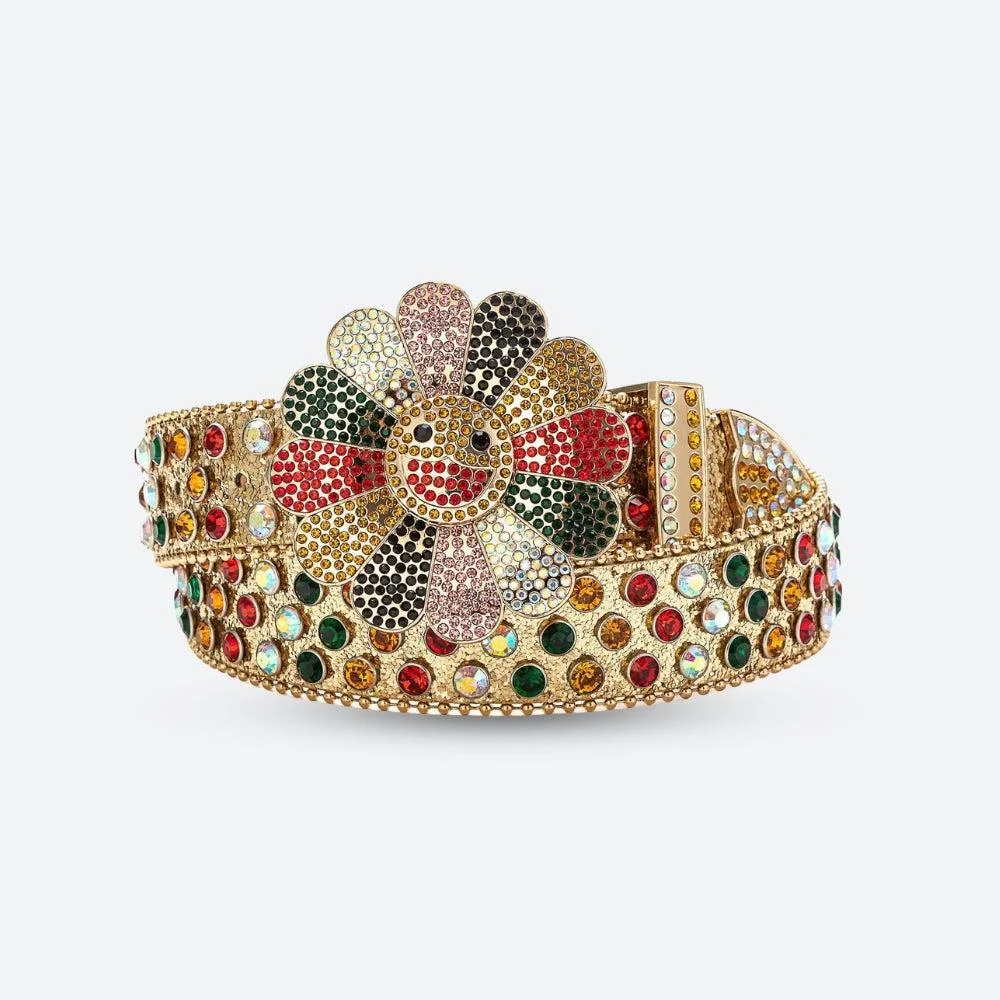 Brownm Cowgirl Flower Buckle Belt