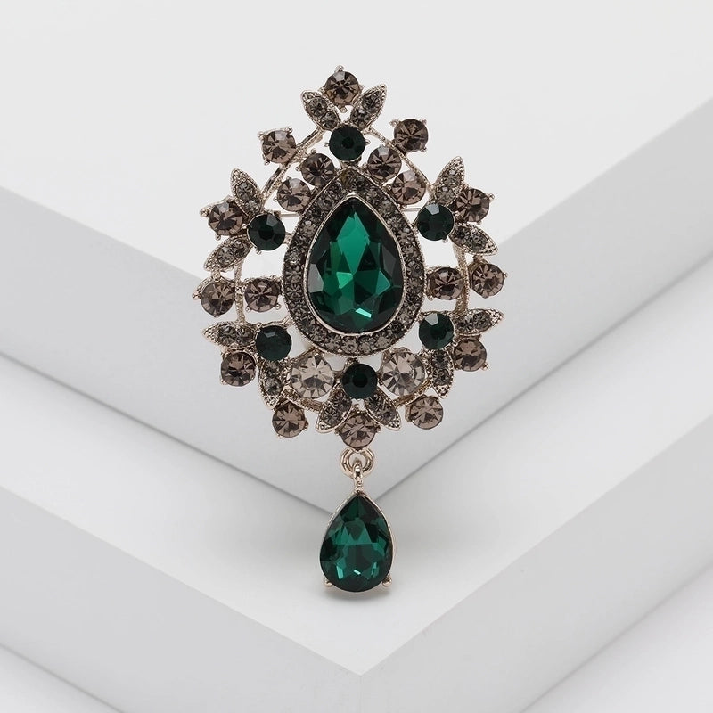 Pin Water Droplets Alloy Inlay Glass Women’s Brooches