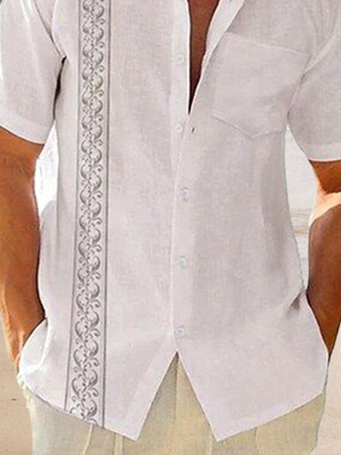 Striped Short Sleeve Bowling Shirt