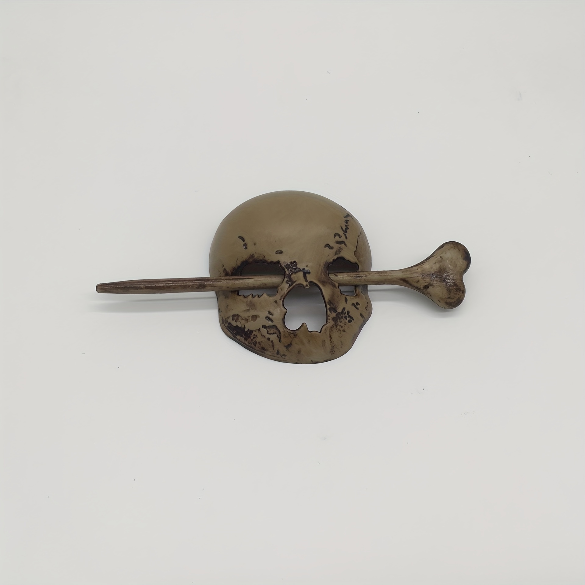 1pc Vintage Skull & Moth Hairpin, Antique Style Bone Skull Hair Stick, Gothic Hair Accessory for Halloween