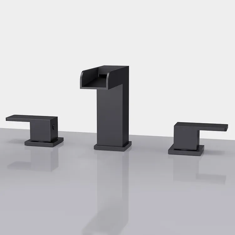 EVERSTEIN 5" H Widespread Bathroom Sink Faucet Waterfall Spout in Matte Black 
