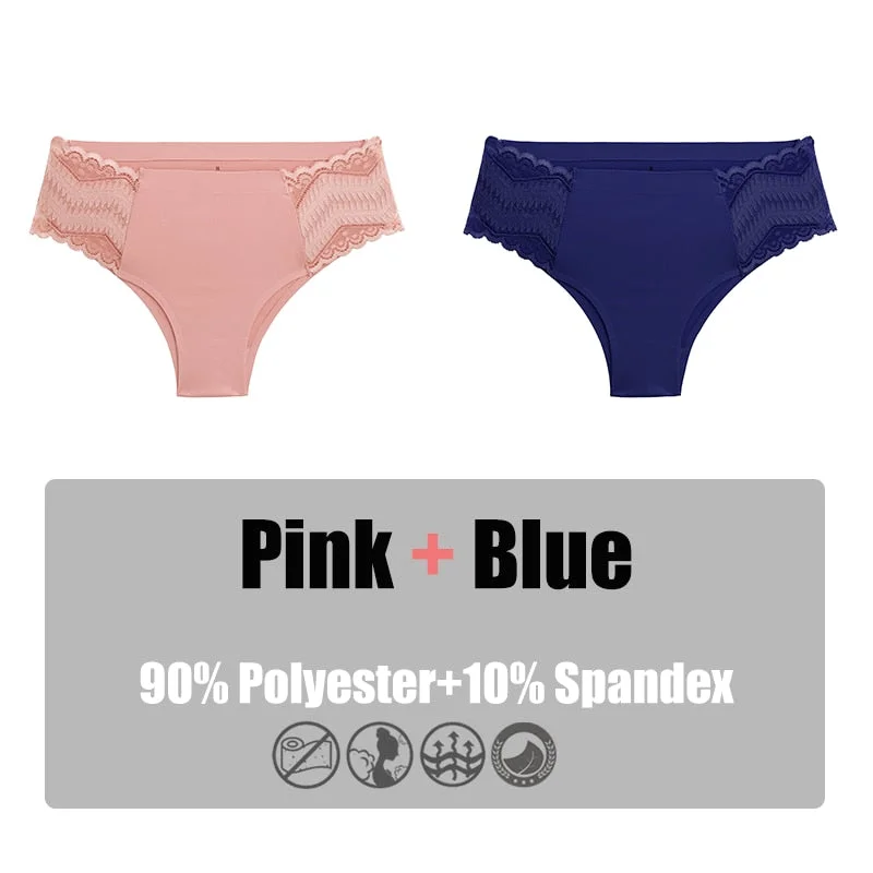 2PCS/Set Women Panties Lace Underwear Briefs Seamless Panties Sexy Lingerie for Female Intimates Underpants Floral Lace Pantys