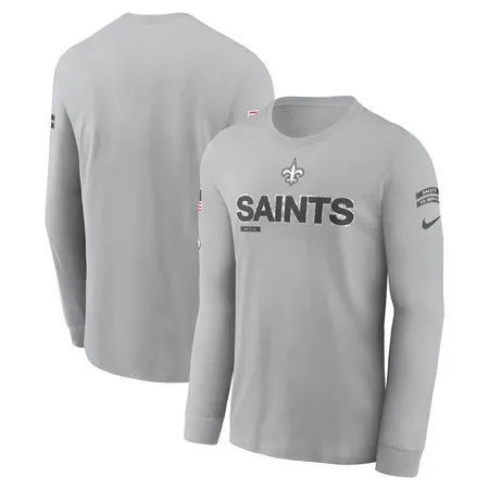 Men's New Orleans Saints  Gray 2024 Salute To Service Long Sleeve T-Shirt