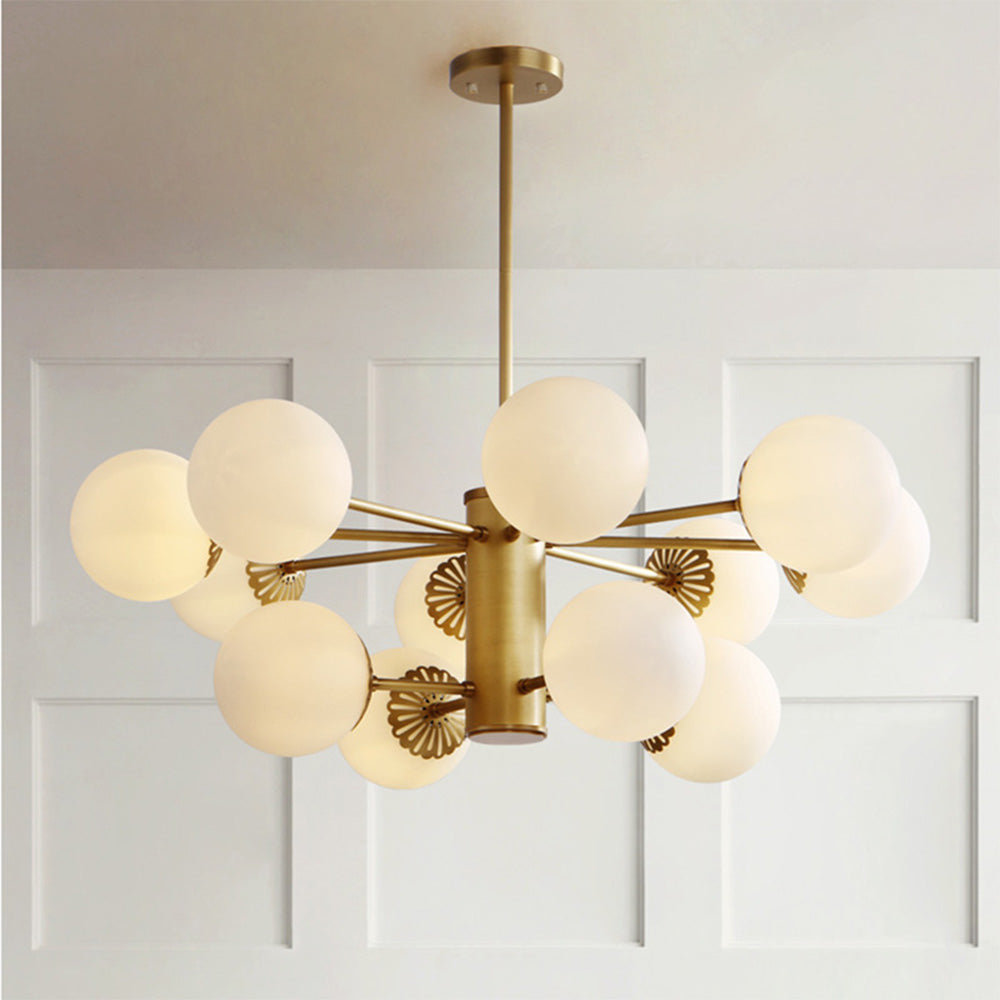 Bauhaus Round Ball Retro Brass Chandelier