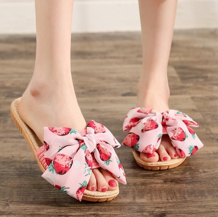 10 styles Summer Shoes Woman Beach Flat Slides Flip Flops Women Outdoor Home Slippers Bowknot Women Shoes Тапочки Buty Damskie