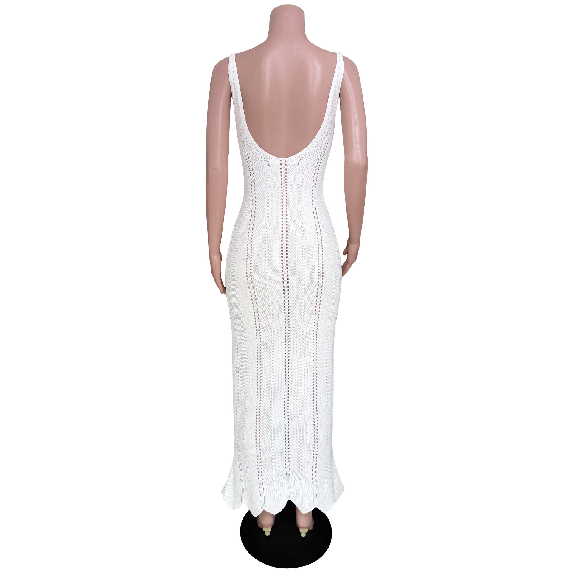Ootddress Backless Sexy Wrap Hip Knit Cover Up Dresses Hollow See Through Slim Sleeveless Solid Female Elegant Maxi Beach Dress 2025