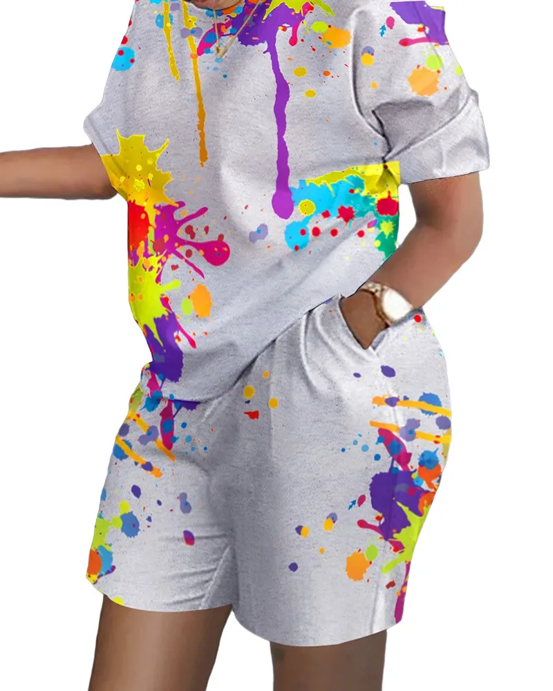 Uveng Uveng Women's Explosive Print Short Sleeve Two-Set Commuter Set