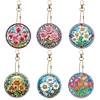 6Pcs Diamond Art Keyring Set Double Sided Cartoon Special Shaped (Flower)