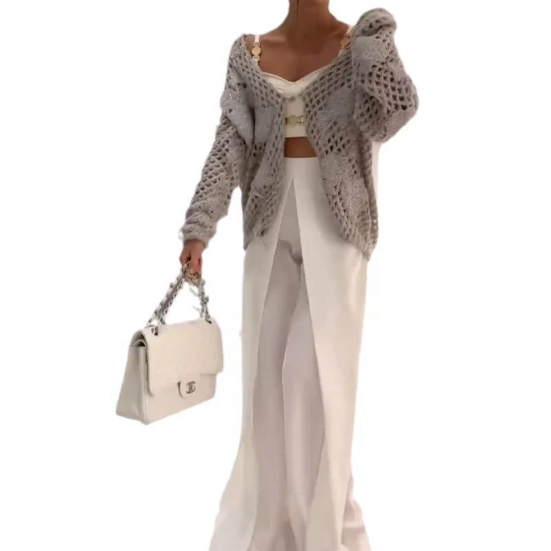 Toloer Toloer 2023 New Solid Color Fashion Hollow-Out Sweater Fashion Versatile Long Sleeve Sweater-Outfit Ideas