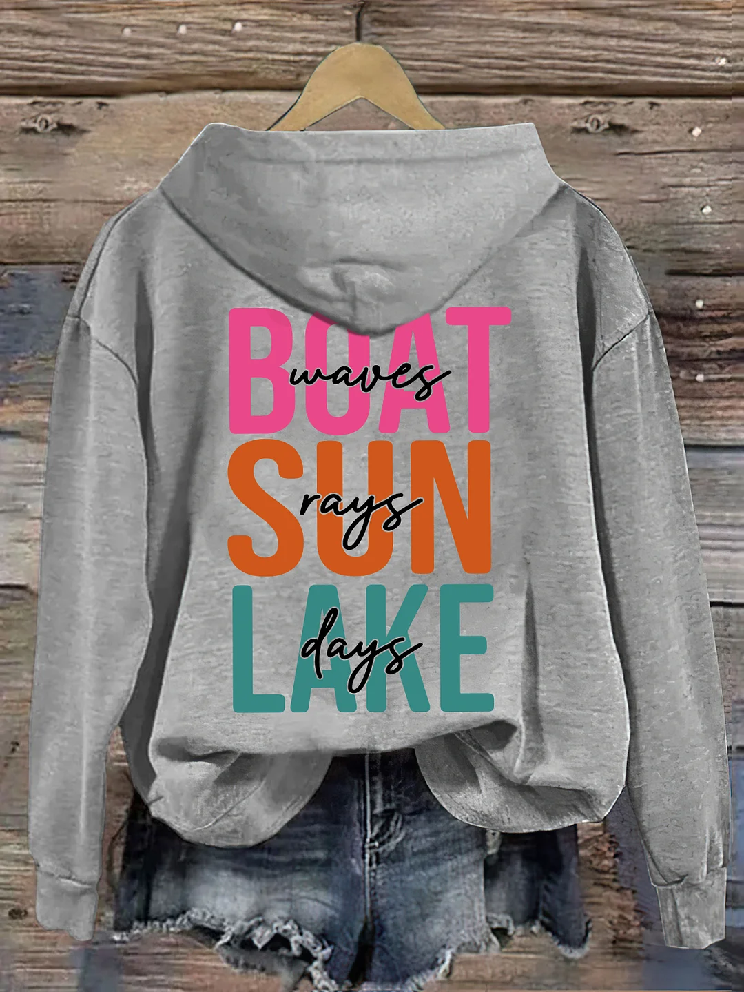 Boat Waves Sun Rays Lake Days Hoodie
