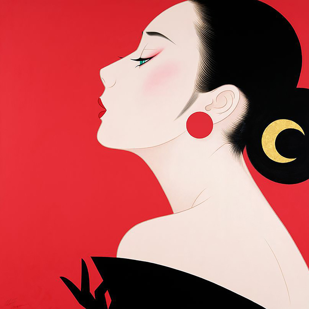 

40*40CM - Round Drill Diamond Painting - Japanese Woman, 501 Original
