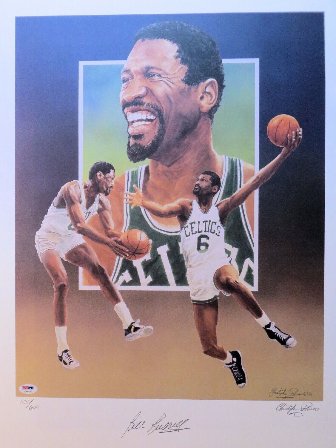 Bill Russell Signed Auto 18X24 Lithograph Litho Celtics Photo Poster painting #/500 PSA/DNA