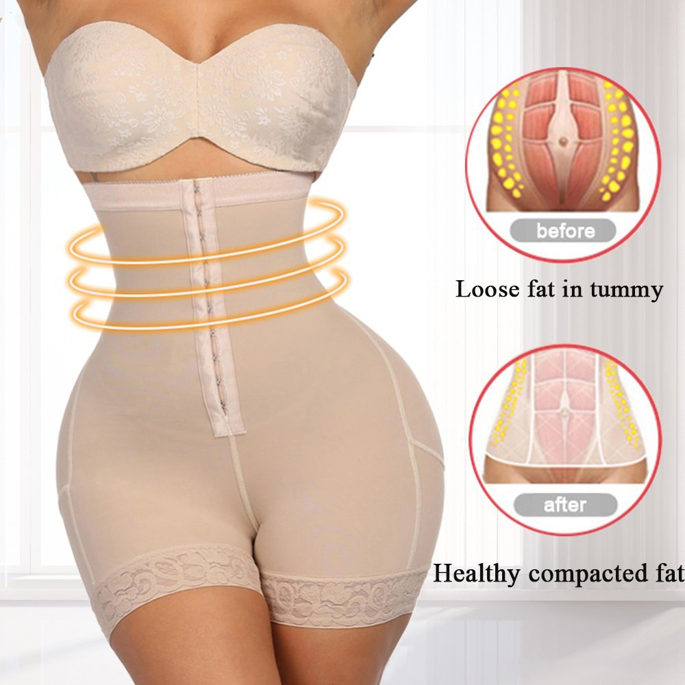 Plus Size High Waist Buttock Lifting Buckle Pants Shapewear