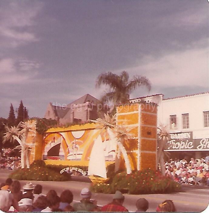 FOUND Photo Poster painting Color CITY OF LONG BEACH FLOAT Original Snapshot ROSE PARADE 21 58 Z