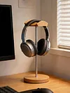 Headphone Stand with Solid Wooden Base Desktop Gaming Earphone Holder Anti-Slip for Organizing All Headphones Accessories