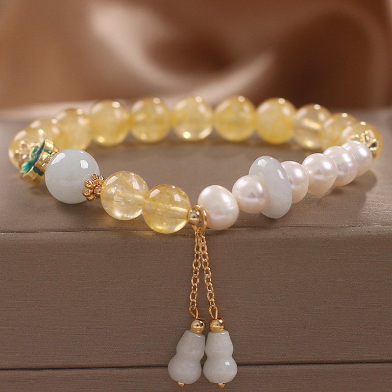 Fringed Citrine Pearl Bracelet