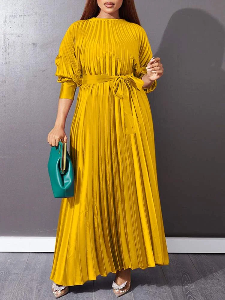 Women Maxi Long Dress 2022 VONDA Vintage Long Sleeve Evening Party Dress Elegant Office Shirt Dresses Casual Vestidos Oversized