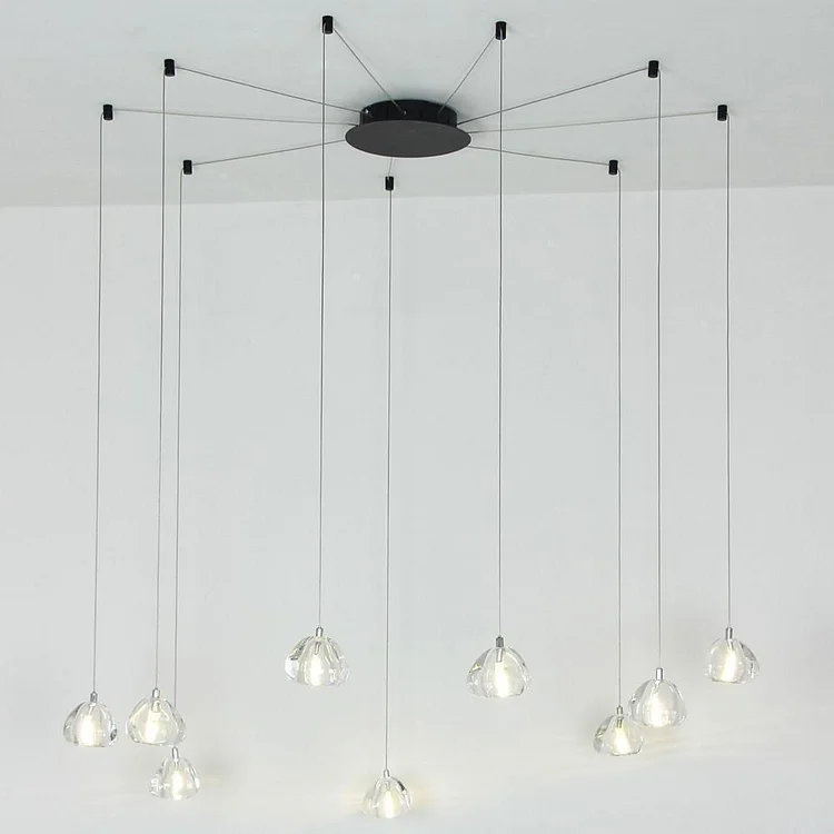 Contemporary Cluster Design Raindrop Chandelier Metal Crystal Ceiling Light - Appledas