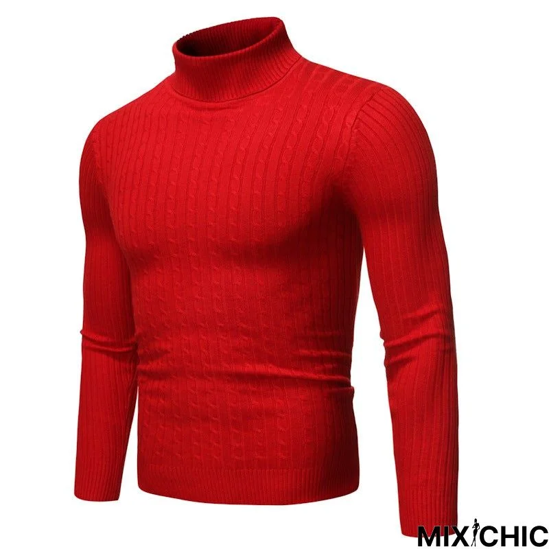 Twist Bottomed Sweater High Neck Sweater Male