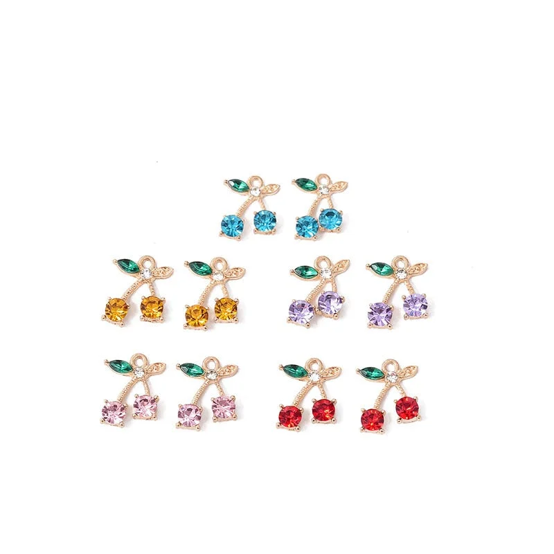 Mixed Cherry Dangle Nail Piercing Crystal Rhinestones Charms Glitter Diamond Gems 3D Pendant Jewelry Tips Nail Art Decoration-Nail Inspo