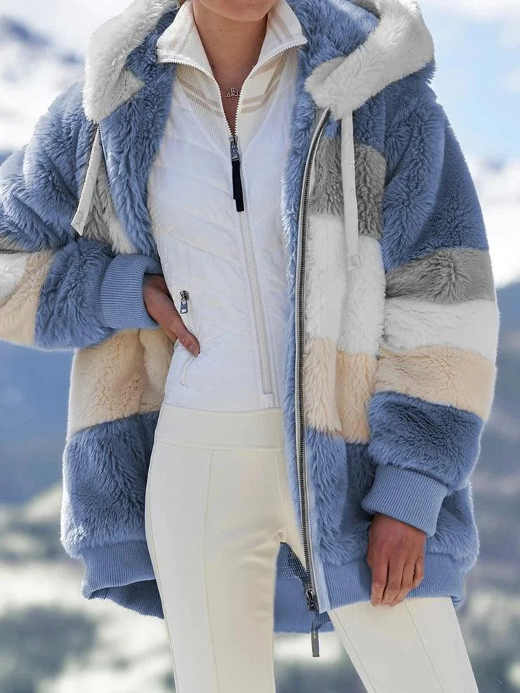 Women's Contrasting Lamb Wool Padded Coat