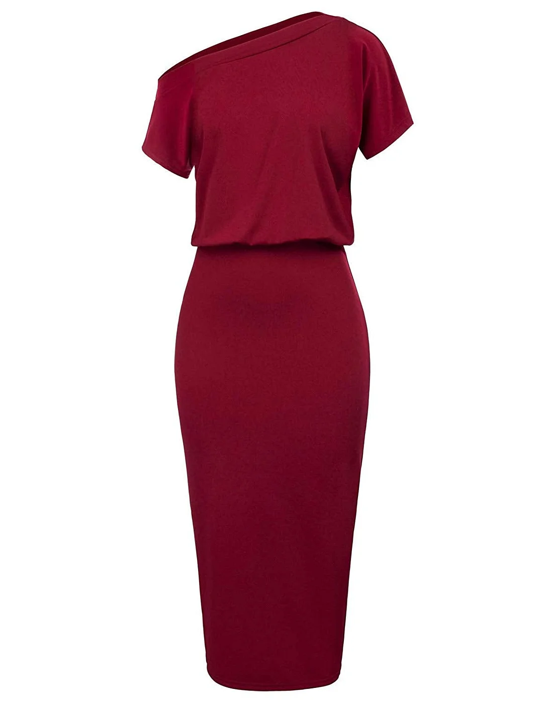 Women’s Sexy One Shoulder Hips-Wrapped Bodycon Party Pencil Dress